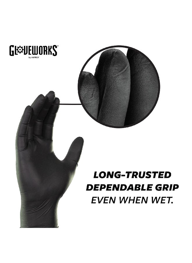 Ammex Gloveworks Latex Free Polymer Coated Industrial Nitrile Gloves Black X-Large GPNB48100 - Image 3