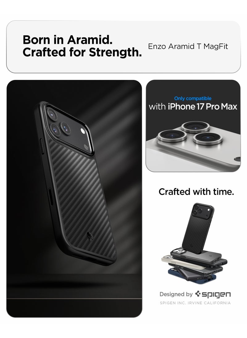 Spigen Enzo Aramid T MagFit iPhone 17 Pro MAX Case with [Camera Control Button Cover] Aramid Fiber [MagSafe] - Black | Black - Image 2