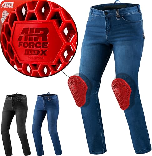 SHIMA Rider Motorcycle Jeans for Men Airforce Knee Protectors Motorbike Mens Armoured Trousers Lightweight Protective Pants Stretch Reinforced Armored Bike Male Blue 3634 - Image 1