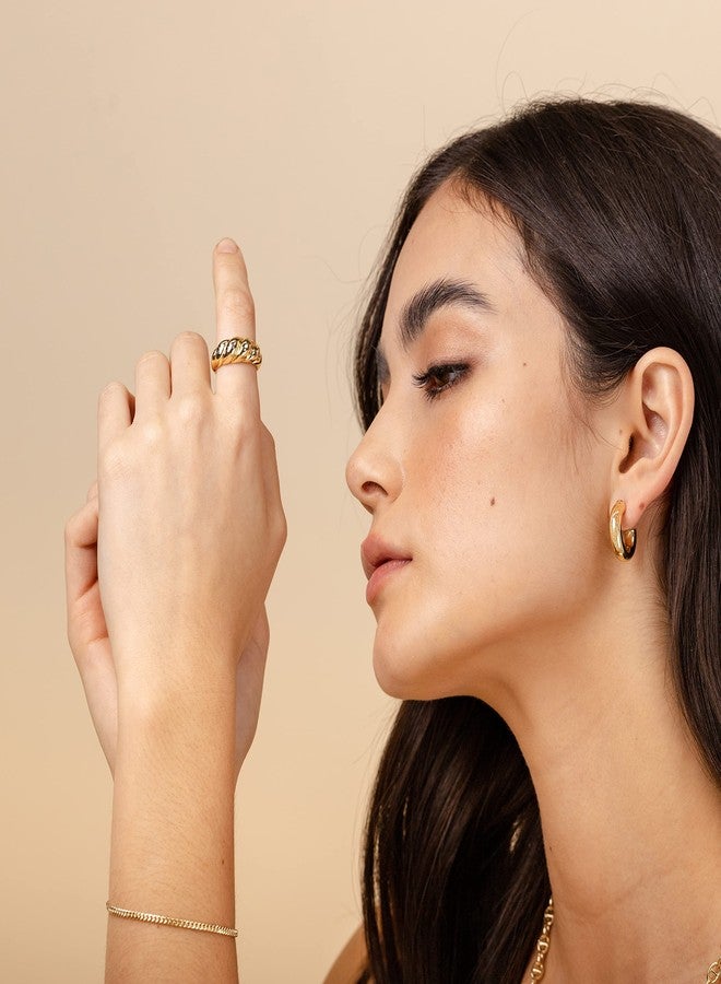 بافوا سوار PAVOI قابل للتعديل للنساء، مطلي بالذهب عيار 14 قيراط، بتصميم مشبك ورق/سلسلة كبح/سلسلة فيجارو (مقاس متوسط، مطلي بالذهب الأبيض) - Image 4