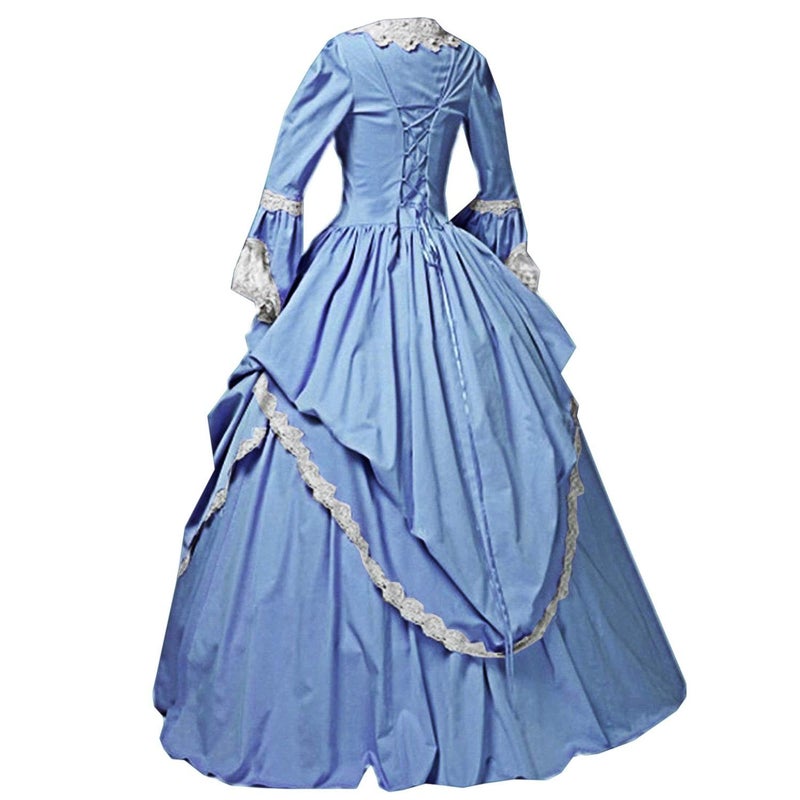 I-Youth Womens Lace Marie Antoinette Masked Ball Victorian Costume Dress (L, Sky Blue) - Image 2