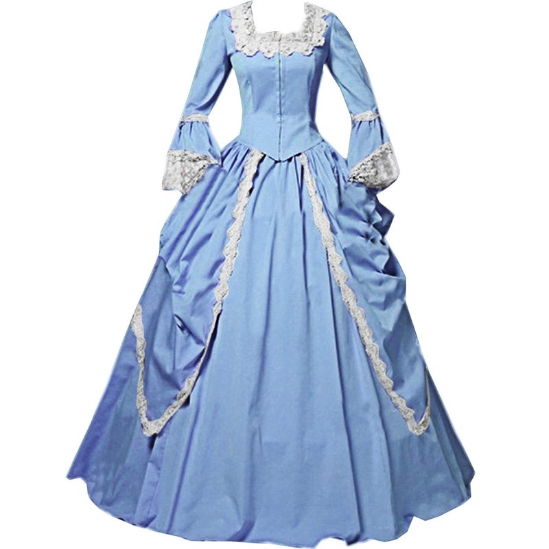 I-Youth Womens Lace Marie Antoinette Masked Ball Victorian Costume Dress (L, Sky Blue) - Image 1