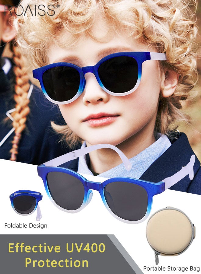 roaiss Round Polarized Sunglasses for Kids, UV400 Protection Cute Beach Holiday Sun Glasses, HD Lens Sun Protection Folding Shades with Small Portable Box for Boys Girls and Children Age 3-12  - Image 1