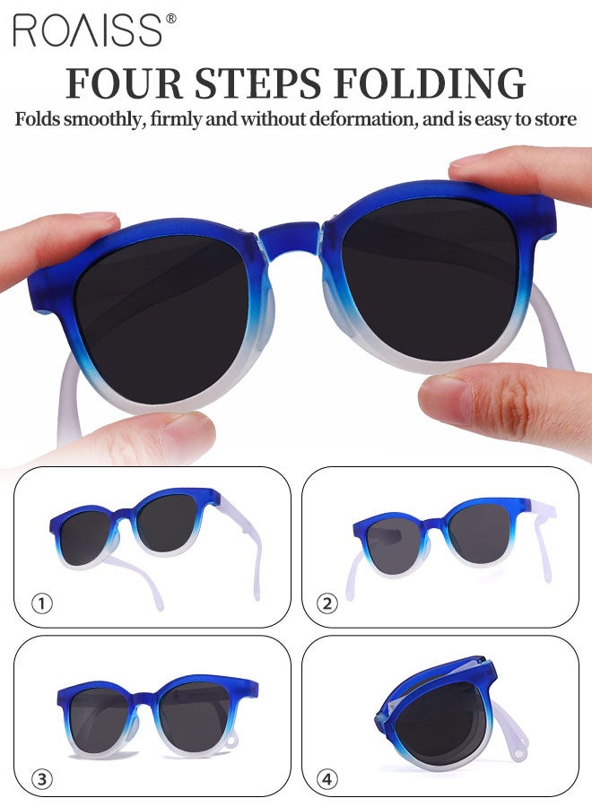 roaiss Round Polarized Sunglasses for Kids, UV400 Protection Cute Beach Holiday Sun Glasses, HD Lens Sun Protection Folding Shades with Small Portable Box for Boys Girls and Children Age 3-12  - Image 4