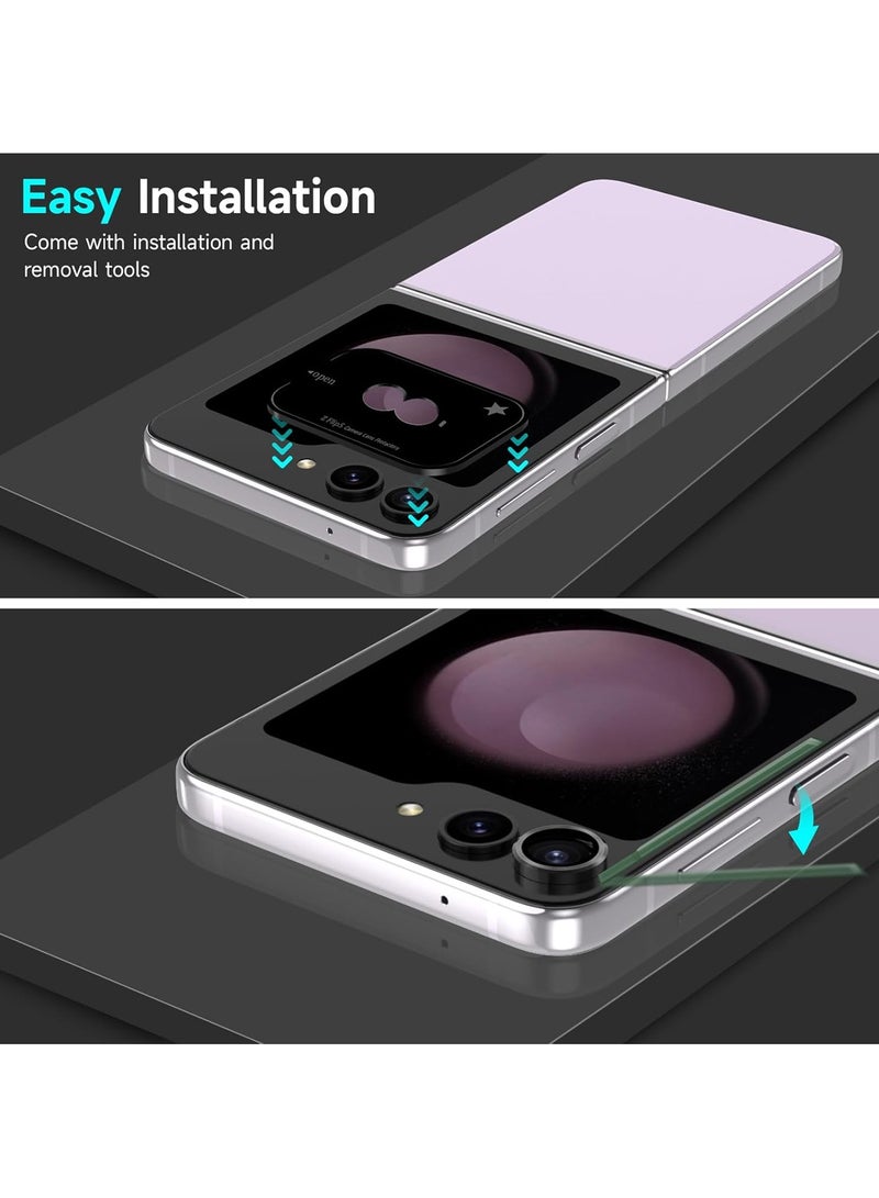 Wtech Premium Camera Lens Tempered Glass Protector Sheild For Samsung Galaxy Z Flip6 5G 2024 Black - Image 3