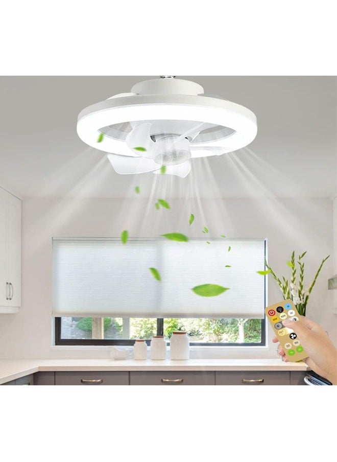Aikenn - Fan Light Led Fan Light 48w Fan Light 360° Oscillating Small Fan E27 Mini Fan Light Dimmable Fan Ceiling Fan With Light Three-Speed Adjustable With Remote Control Suitable For Kitchen Bedroom Living Room Office - Image 1
