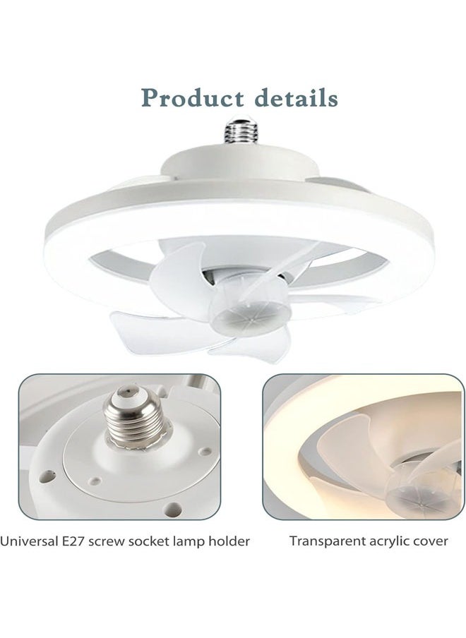 Aikenn - Fan Light Led Fan Light 48w Fan Light 360° Oscillating Small Fan E27 Mini Fan Light Dimmable Fan Ceiling Fan With Light Three-Speed Adjustable With Remote Control Suitable For Kitchen Bedroom Living Room Office - Image 1