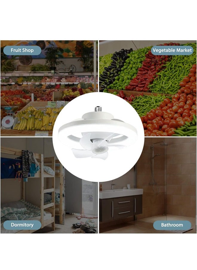Aikenn - Fan Light Led Fan Light 48w Fan Light 360° Oscillating Small Fan E27 Mini Fan Light Dimmable Fan Ceiling Fan With Light Three-Speed Adjustable With Remote Control Suitable For Kitchen Bedroom Living Room Office - Image 1