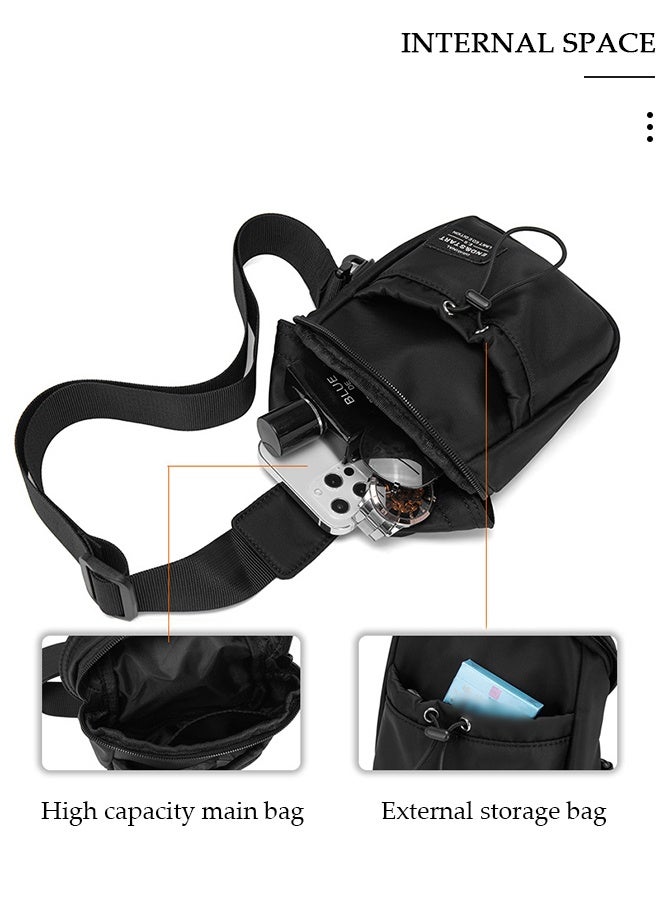 DUNISO Mens Crossbody Bag Shoulder Bag with Adjustable Strap and Top Handle Multi-layer Functional New Trends Fashion Handbag Black - Image 4