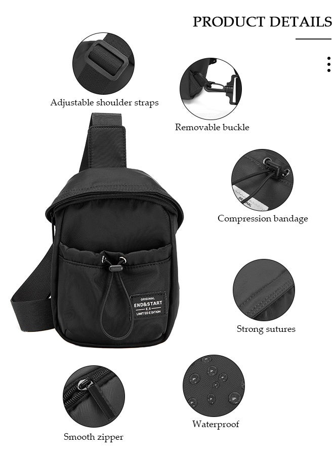 DUNISO Mens Crossbody Bag Shoulder Bag with Adjustable Strap and Top Handle Multi-layer Functional New Trends Fashion Handbag Black - Image 3