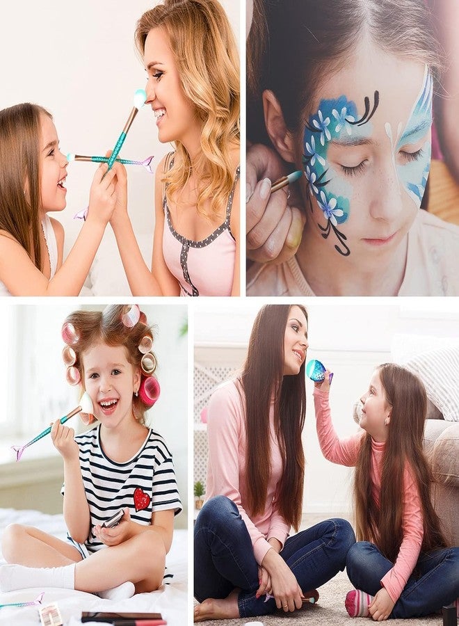 BeFunky 11PCS Makeup Brushes Set with Colorful Fish Tail Handle, Foundation Eyebrow Eyeliner Blush Cosmetic Concealer Brushes Gift for Girls Kids Women Cute Make Up Tool Set - Image 2