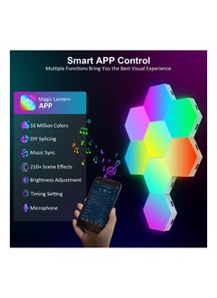XVersion Led Light RGB LED Lights – 6-Pack Smart Hexagon LED Wall Lights with App & Remote Control, Music Sync LED Light Panels for Home, Living Room, Bedroom, Gaming Room & Décor  - Image 2