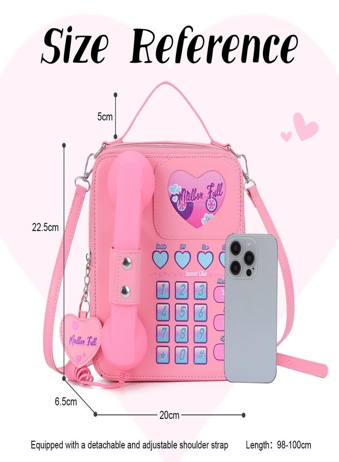 KUANG! Women Novelty Telephone Bag Chain Shoulder Handbag Leather Phone Shaped Purse Top Handle Crossbody Bag for Girls - Image 3