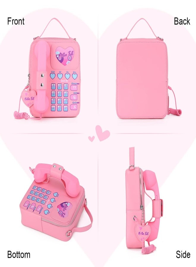 KUANG! Women Novelty Telephone Bag Chain Shoulder Handbag Leather Phone Shaped Purse Top Handle Crossbody Bag for Girls - Image 4