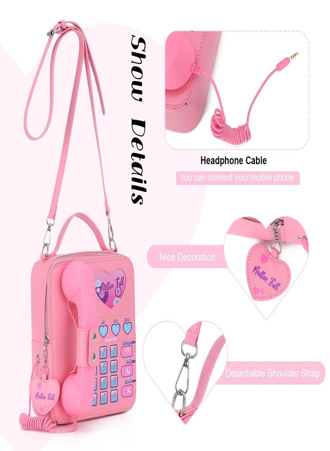 KUANG! Women Novelty Telephone Bag Chain Shoulder Handbag Leather Phone Shaped Purse Top Handle Crossbody Bag for Girls - Image 5