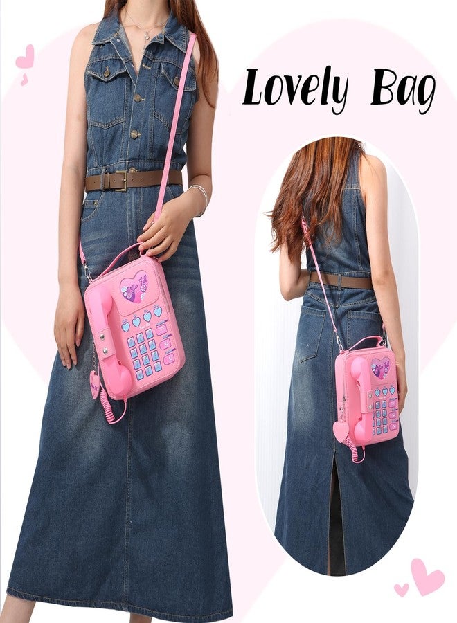 KUANG! Women Novelty Telephone Bag Chain Shoulder Handbag Leather Phone Shaped Purse Top Handle Crossbody Bag for Girls - Image 2