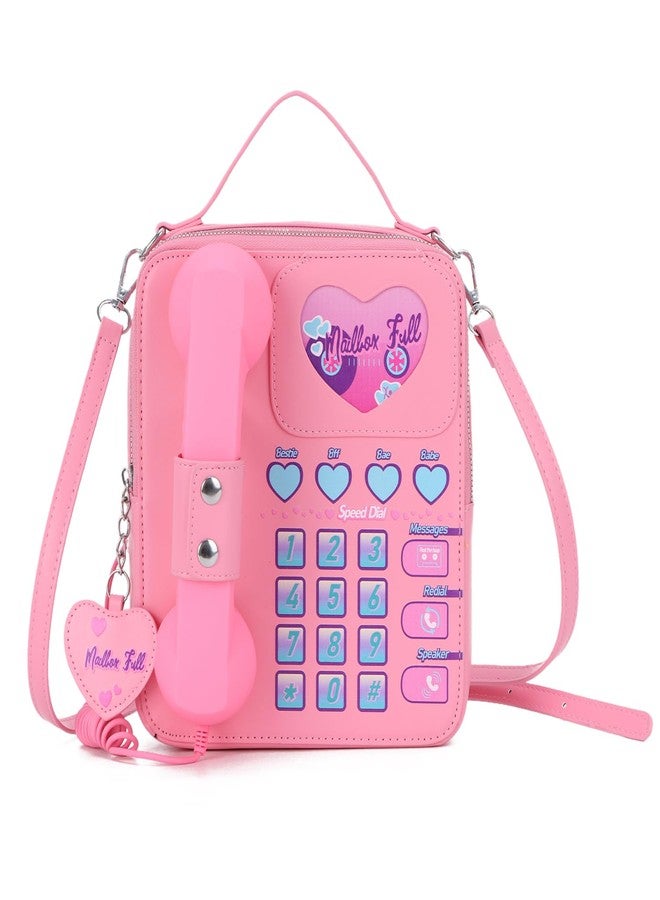 KUANG! Women Novelty Telephone Bag Chain Shoulder Handbag Leather Phone Shaped Purse Top Handle Crossbody Bag for Girls - Image 1
