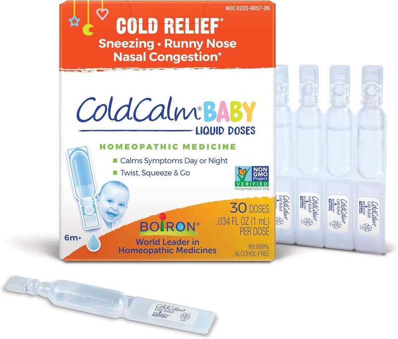 Boiron قطرات ColdCalm للأطفال للاستخدام الفردي لتخفيف أعراض البرد من العطس وسيلان الأنف واحتقان الأنف سائلة معقمة وغير مهدئة 30 جرعة - Image 1