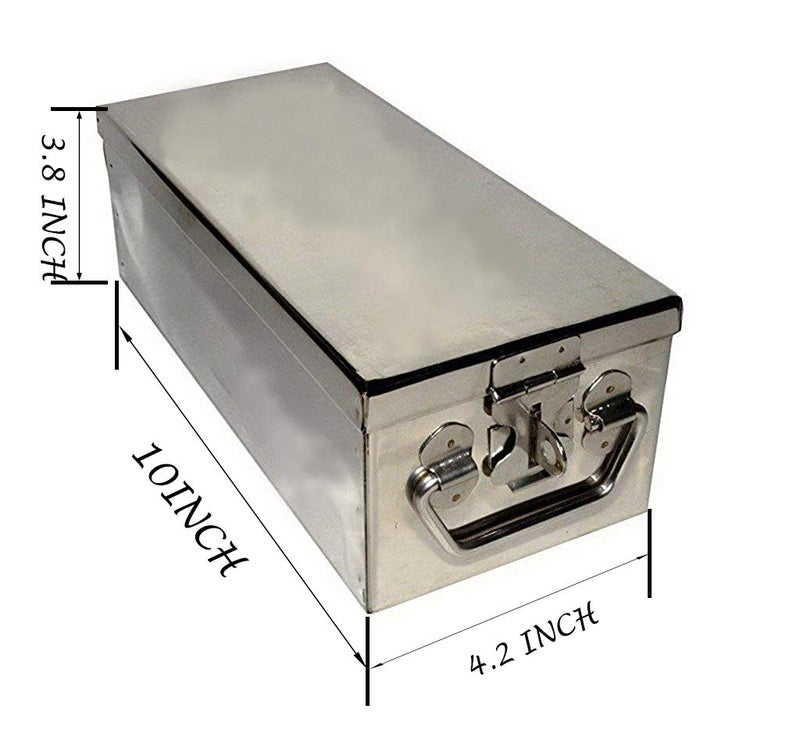 AEVLON Stainless Steel Rectangular LockerJewelleryCashCheck Book Box 10 Inch Silver - Image 3
