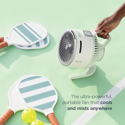 Shark FlexBreeze HydroGo Fan—Ultra-powerful portable fan with indoor + outdoor mist. Corded & cordless, 5 speeds, evaporative misting, Glacier. FA052BL - Image 2
