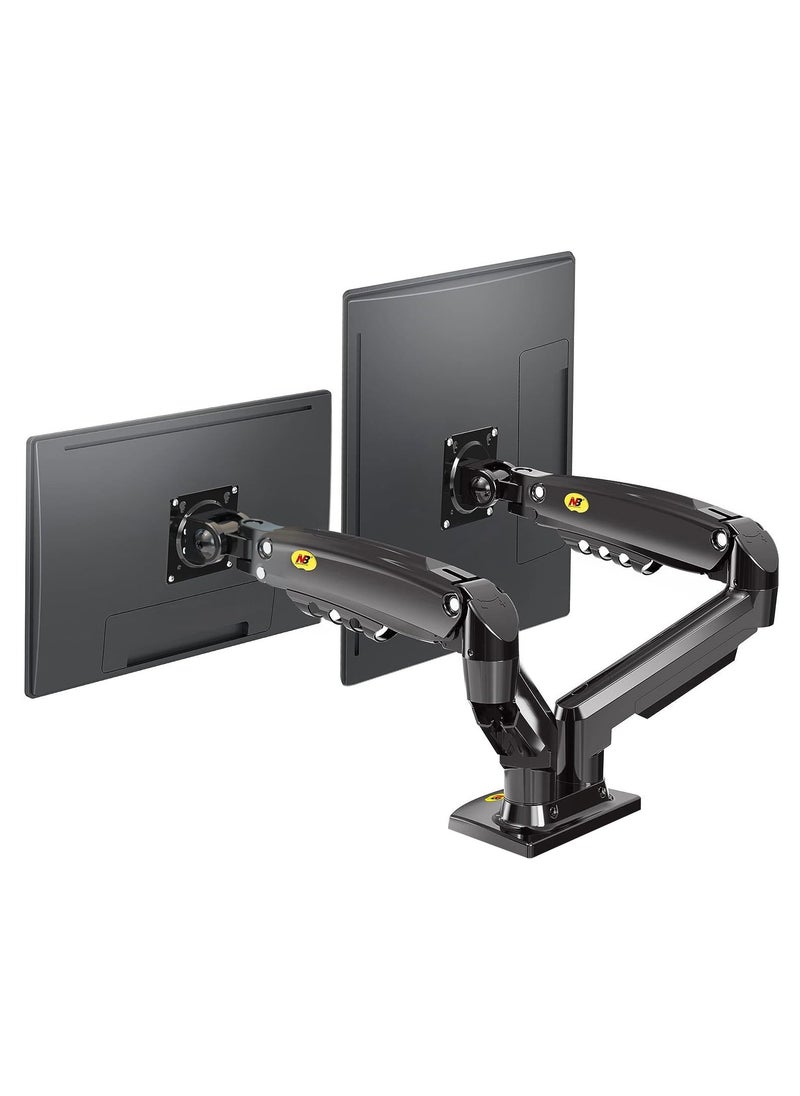 NB NORTH BAYOU - NB North Bayou Dual Monitor Desk Mount Stand – Gas Spring Arm for 17''–27'' Screens – Full Motion Swivel Tilt Rotate – Load Capacity 4.4–19.8lbs Each – Space-Saving Computer Monitor Arm – VESA 75/100 Compatible, F160 - Image 1