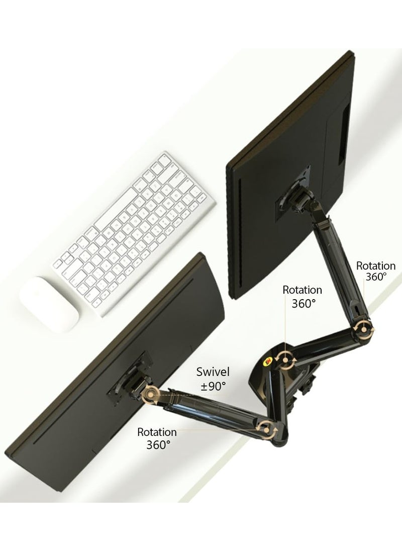 NB NORTH BAYOU - NB North Bayou Dual Monitor Desk Mount Stand – Gas Spring Arm for 17''–27'' Screens – Full Motion Swivel Tilt Rotate – Load Capacity 4.4–19.8lbs Each – Space-Saving Computer Monitor Arm – VESA 75/100 Compatible, F160 - Image 1