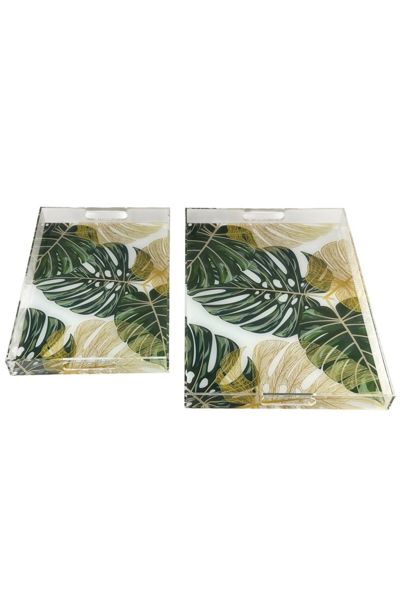 AFAQ Acrylic Serving Tray Set of 2 - Image 3