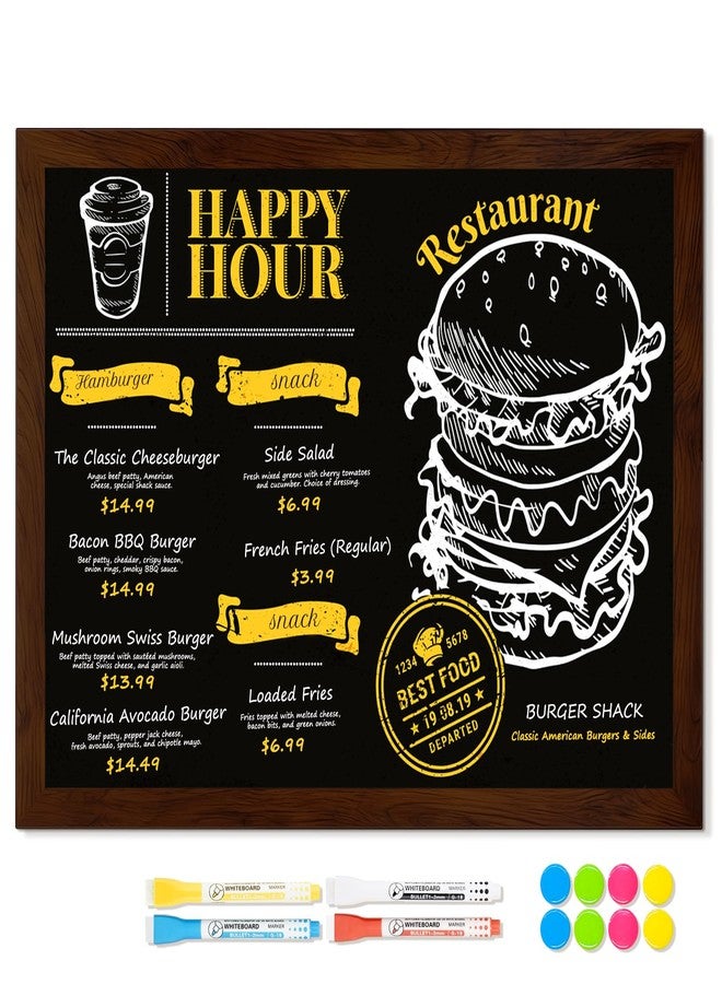 DOLLAR BOSS Magnetic Chalkboard for Wall, 24" x 18" Rustic Brown Framed Chalk Memo Board Menu Sign Display for Home, Kitchen, Office, Classroom with 4 Markers, 8 Magnets - Image 1