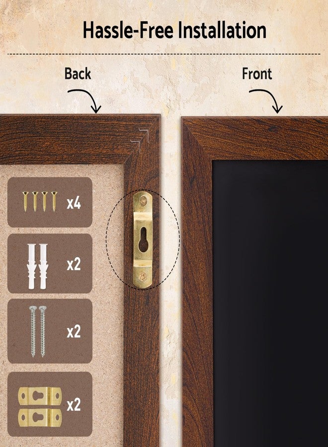 DOLLAR BOSS Magnetic Chalkboard for Wall, 24" x 18" Rustic Brown Framed Chalk Memo Board Menu Sign Display for Home, Kitchen, Office, Classroom with 4 Markers, 8 Magnets - Image 4