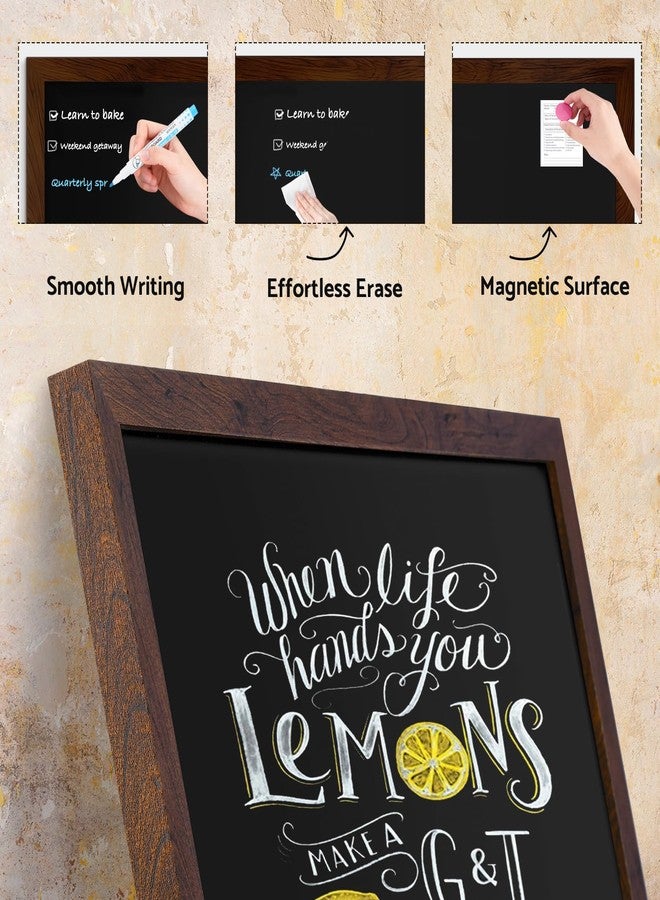 DOLLAR BOSS Magnetic Chalkboard for Wall, 24" x 18" Rustic Brown Framed Chalk Memo Board Menu Sign Display for Home, Kitchen, Office, Classroom with 4 Markers, 8 Magnets - Image 2