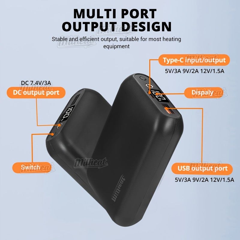 16000mAh Dc 7.4V Usb 5V 3A Power Bank Fast Charging External Battery For Heated Apparel Clothes Black - Image 5