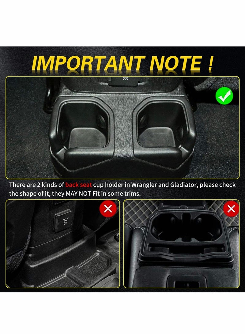 Y&D Auto Cup Holder Coaster Fit for Jeep Wrangler JL JLU 2018-2022, an Interior Accessory Gladiator JT 2020-2022 Sport and Rubicon, Car Liner Mat Pad, 4PCS, Black  - Image 5