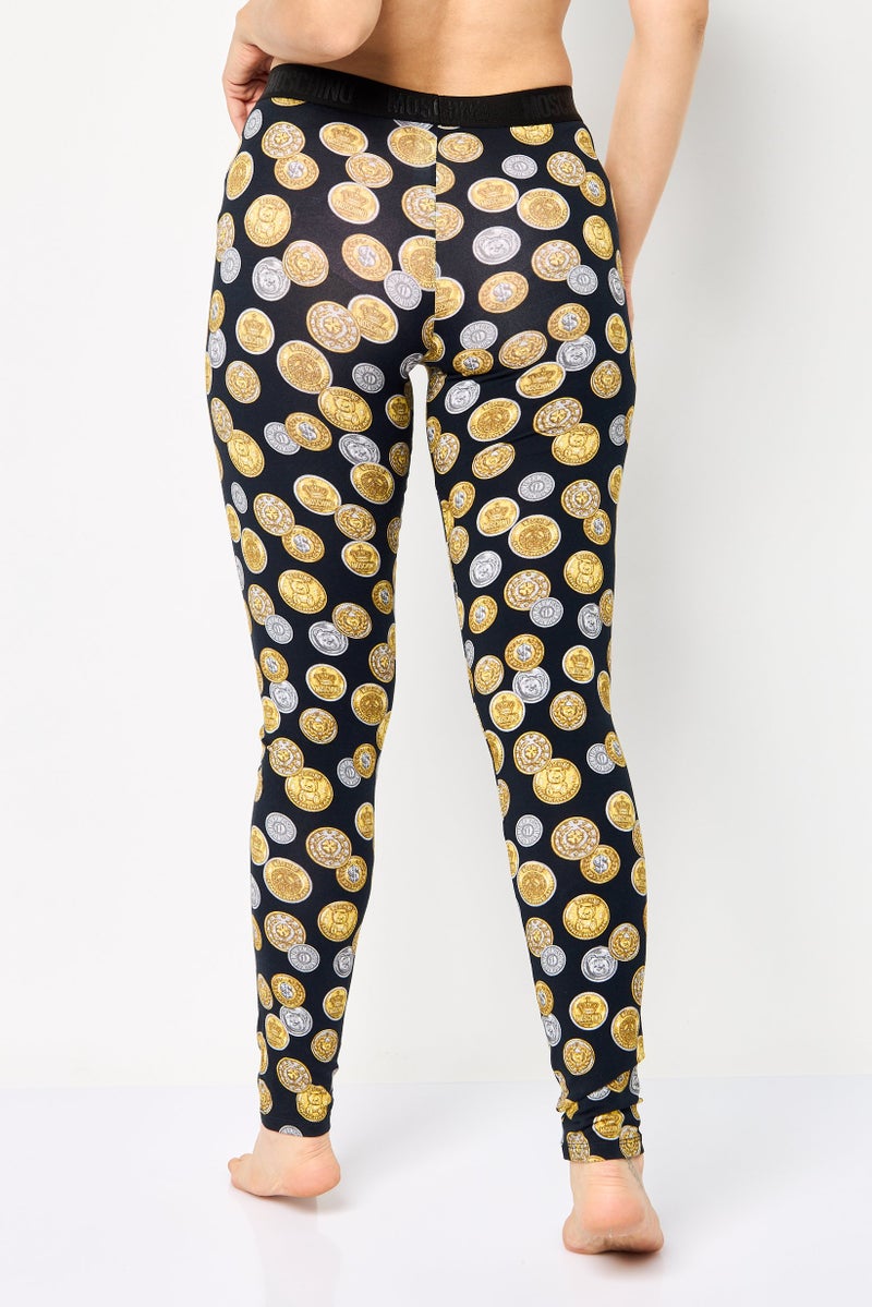 MOSCHINO Women Allover Print Pull On Sleepwear Pants, Multicolor - Image 4