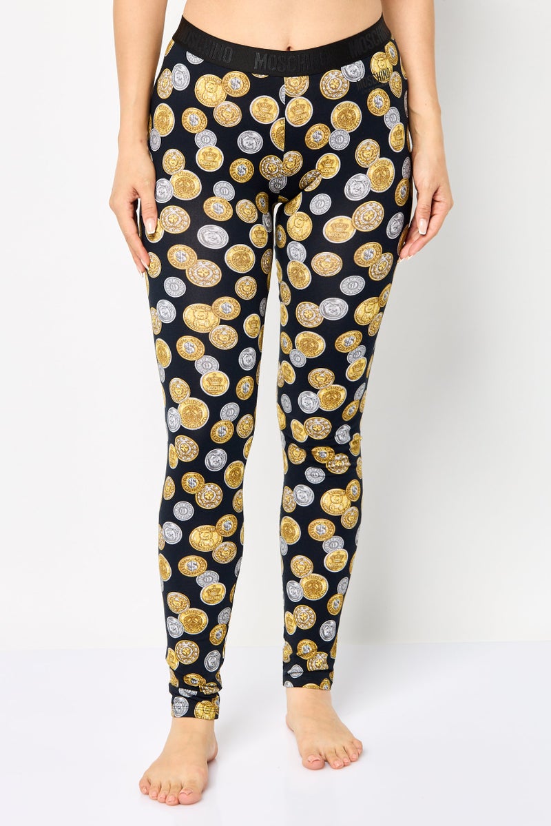 MOSCHINO Women Allover Print Pull On Sleepwear Pants, Multicolor - Image 1