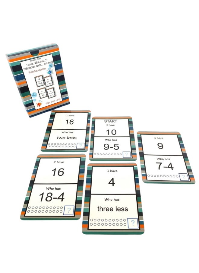 Kojokaru Toys - Subtraction Games Wipe Clean Activity Cards - Image 1