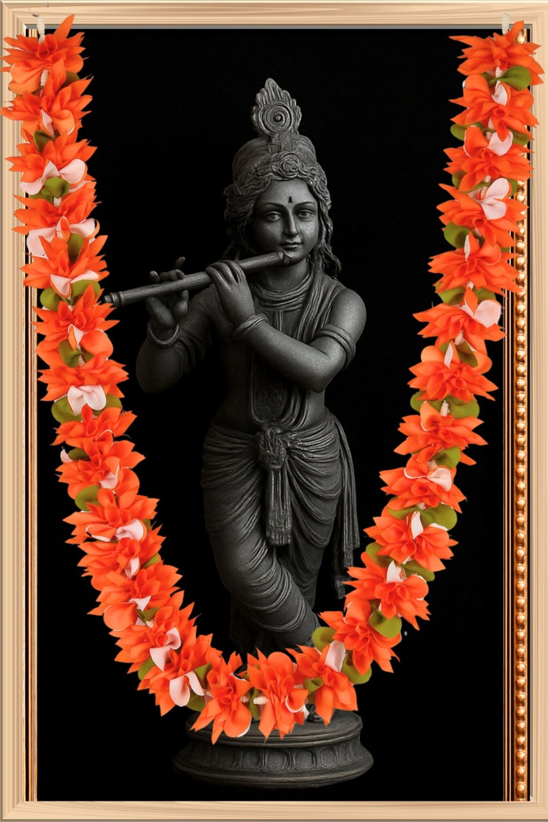 Daedal Crafters Artificial Chintamani Flower Garland for Pooja Mandir, Mala for Photo Frame, Decorative Haar Mala for God Idols, Photo Frames of Ancestors, Pitra & Pooja Room Décor (40 inch) - Image 1