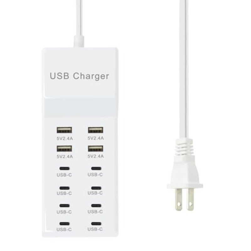 USB C Power Strip, 100W USB Charging Station 4 USB-A Ports and 8 USB-C Ports Multiple USB Charging Block with Auto-Detect Technology Compatible with Smart iPhone Tablet Laptop Multiple Devices - Image 1
