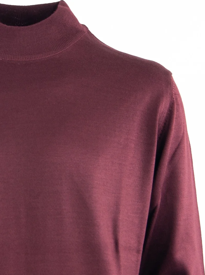 اوبلاند Men's Long Sleeve Half Turtleneck Classic Model Comfortable Cut Full Pattern Wool Woven Sweater