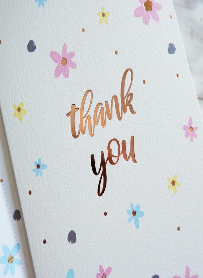 CHRIZ.Z Thank You Card - Single Textured Card with Foiled Lettering with 1 Kraft Envelopes - 5" x 7" Blank Inside (Floral) - Image 4