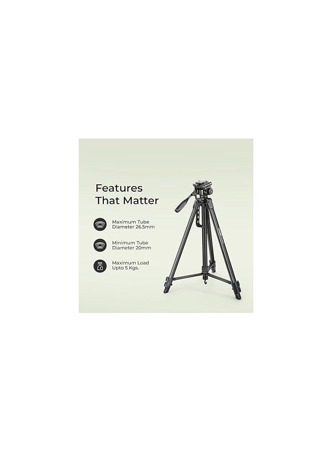 DIGITEK® DTR 550 LW (67 Inch) Tripod For DSLR, Camera |Operating Height: 5.57 Feet | Maximum Load Capacity up to 4.5kg | Portable Lightweight Aluminum Tripod with 360 Degree Ball Head - Image 2