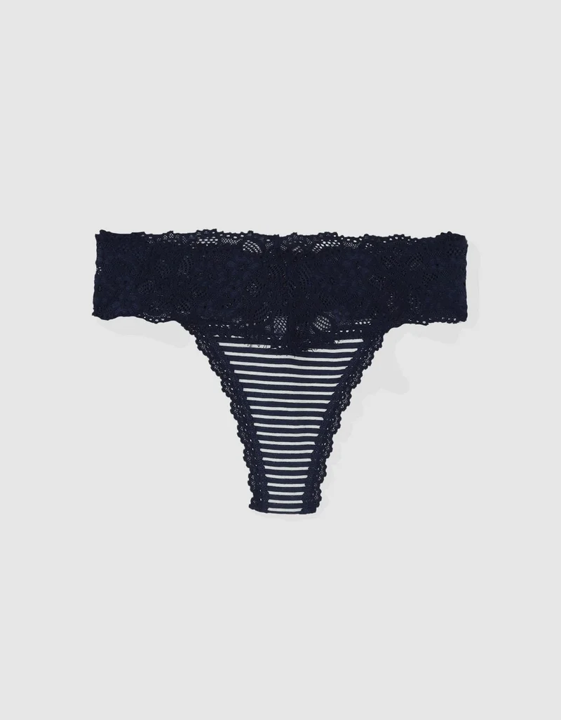 Aerie Superchill Cotton Eyelash Lace Thong Underwear