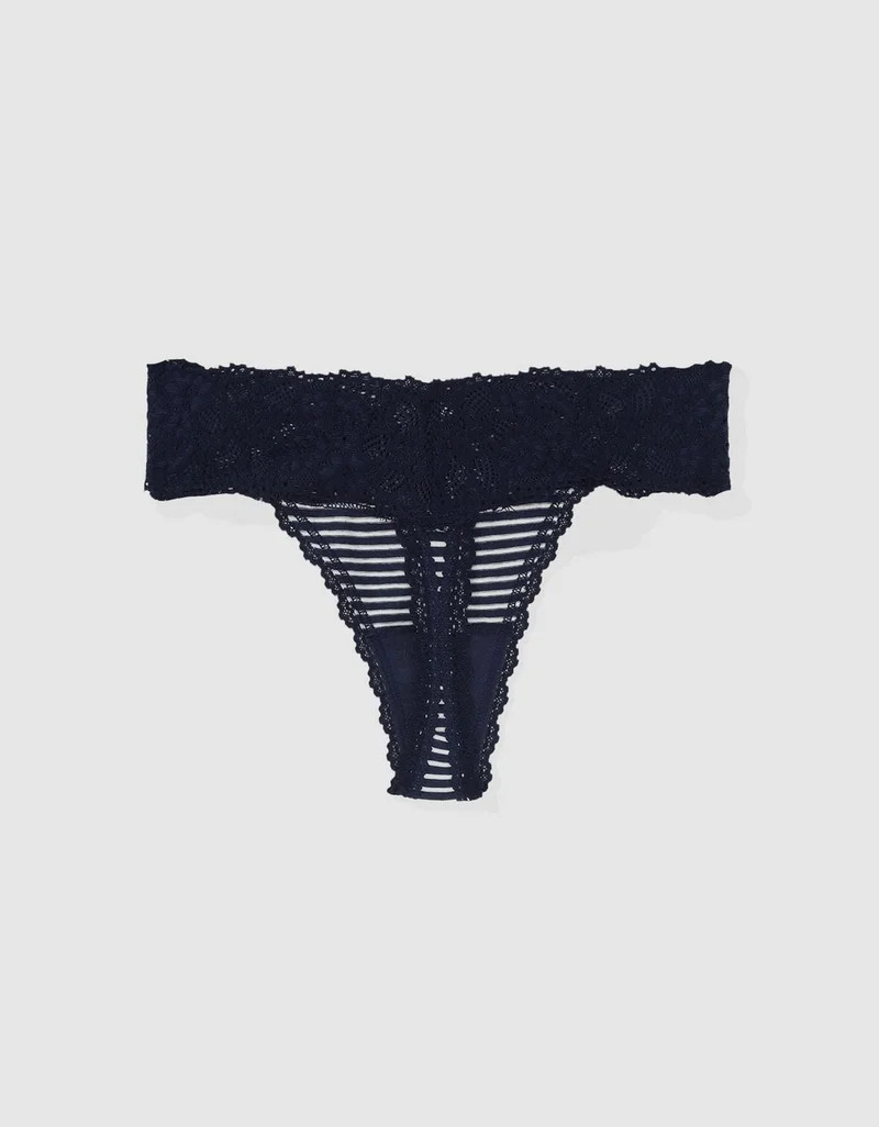Aerie  Aerie Superchill Cotton Eyelash Lace Thong Underwear for Women | Best Price UAE