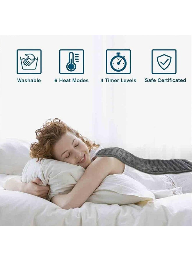 Generic Heating pad, Electric Heat Pad with Automatic Switch-Off and 6 Temperature Levels Heating pad for Back Neck Shoulder Belly Heating Technology - Machine Washable (Dark Gray, 12" x 24")  - Image 4