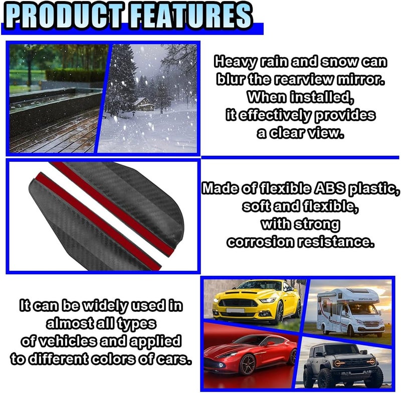 LHDOS Car Rear View Mirror Rain Visor Guard, Waterproof Side Mirror Rain Cover, PVC Auto Mirror Rain Eyebrow Guard, Universal Car Exterior Accessories for Cars Truck and SUV (Black) Easy lifting build - Image 5