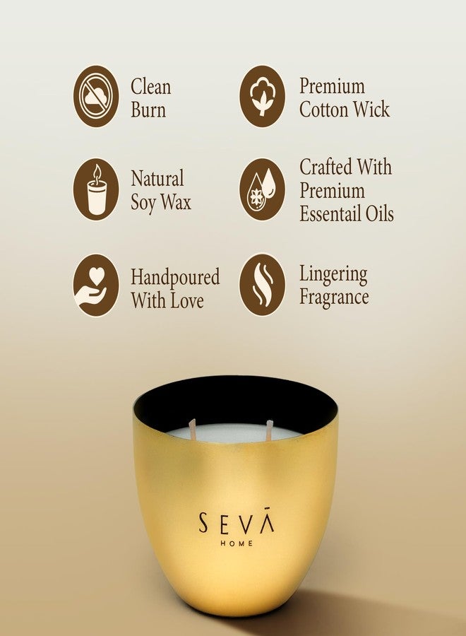 SEVA HOME Heirloom Mini Scented Candles Gift Set (Set of 2) | 20-Hour Burn Each | Natural Soy Wax | Gold & Rosegold Metal Jars | Home Decor & Luxury Gifting - Image 5