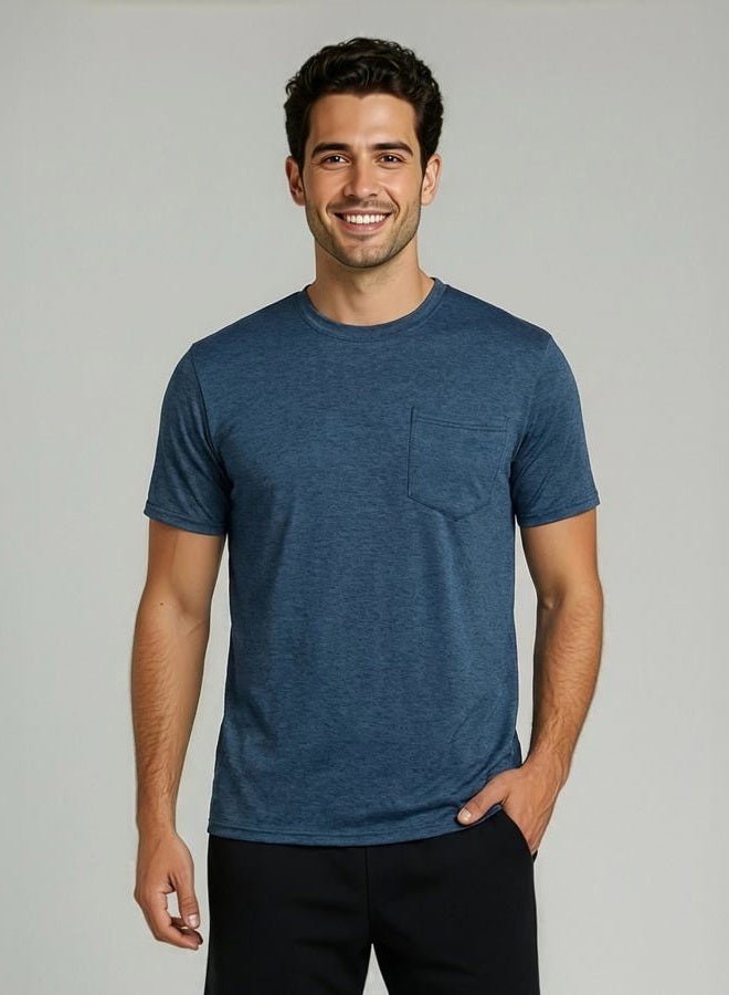 REALESSENTIALS 4 Pack: Men's Dry-Fit Short Sleeve Pocket Crew Performance Athletic T-Shirt (Available in Big & Tall), Set 3, XL - Image 2