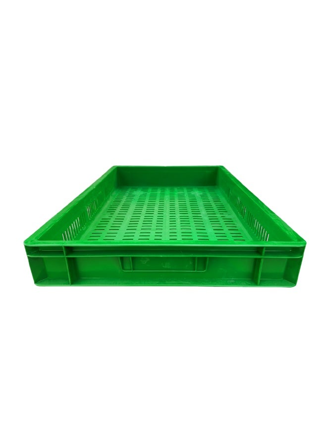 Plastica Industries LLC Ventilated Plastic Crate 600x400x80mm, 16L1 Stackable Storage Box for Fresh Produce, Food, Agriculture, Warehouse & Industrial Use - Green - Image 2