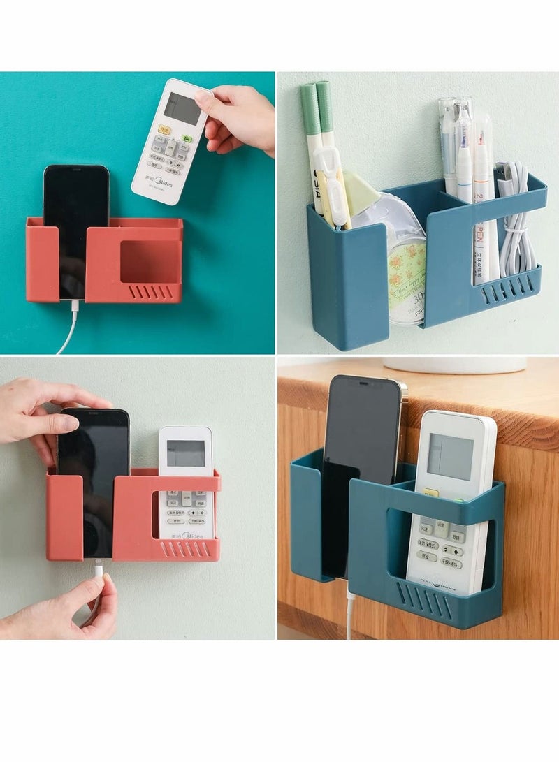SYOSI 4Pcs Wall Mounted Mobile Phone Storage Box, Self-Adhesive No-Punch Multi-Function Remote Control Holder, Bathroom Bedroom Bedside Office Shelf - Image 3