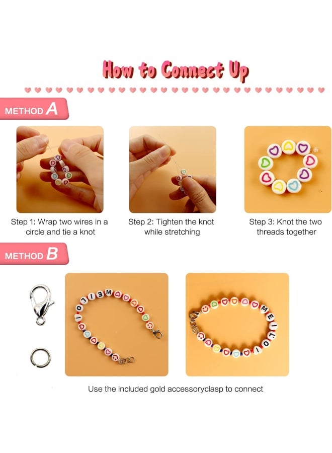 4mm Bead Making Bracelet String Necklace Ring Supplies Girl Braid Hair Beading, DIY Jewelry Kit for Adults Glass Seed Letters Smiley Heart Shapes Flat Numbers Color Preppy Clay Bead s - Image 4