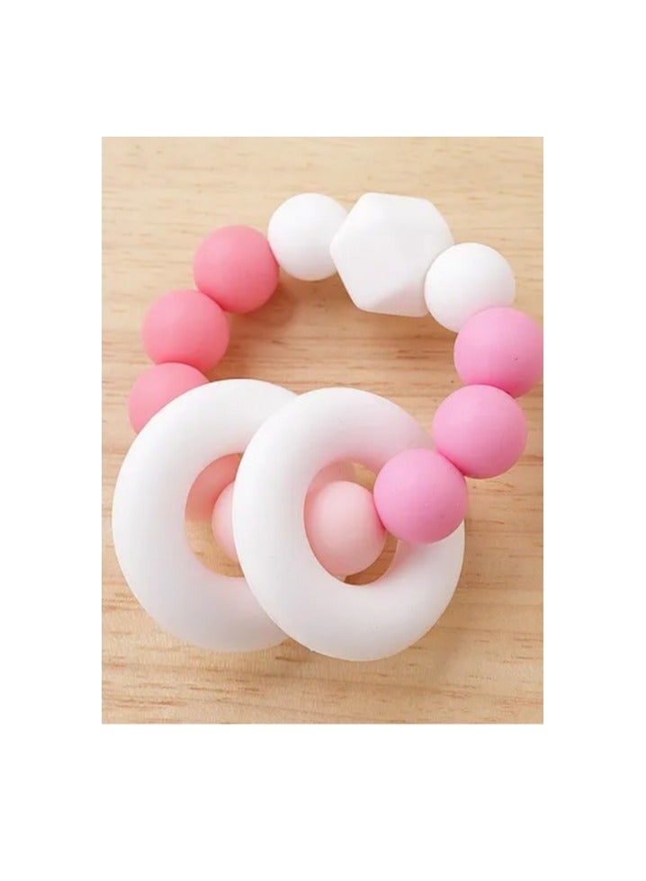 Beads Silicone Bracelet Teether Pink